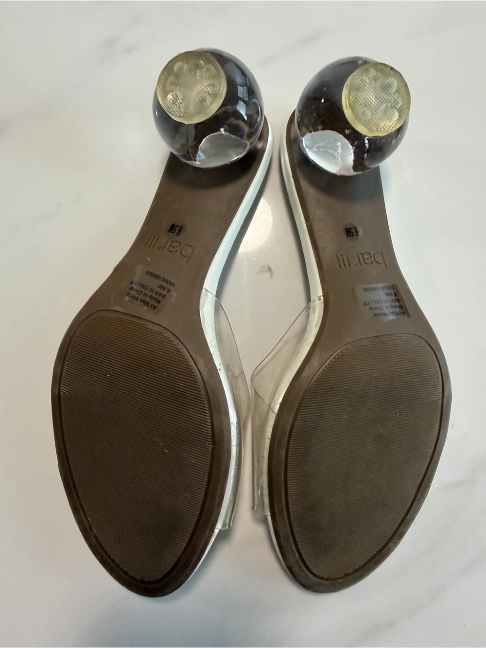 Bar III Clear PVC Bubble Heel Mules White Open Toe Slide Sandals Women’s 6.5 - Picture 3 of 11